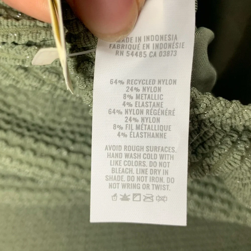 NWT Aerie Crinkle Birthday Scoop Cheekiest One Piece Olive Swimsuit, size M & XL